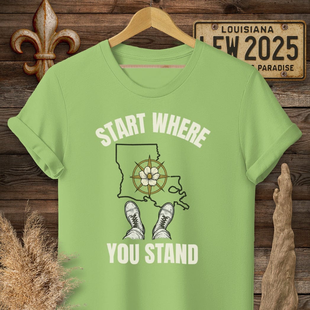 S / Lime Louisiana Start Where You Stand T-Shirt by Laissez Faire Wear