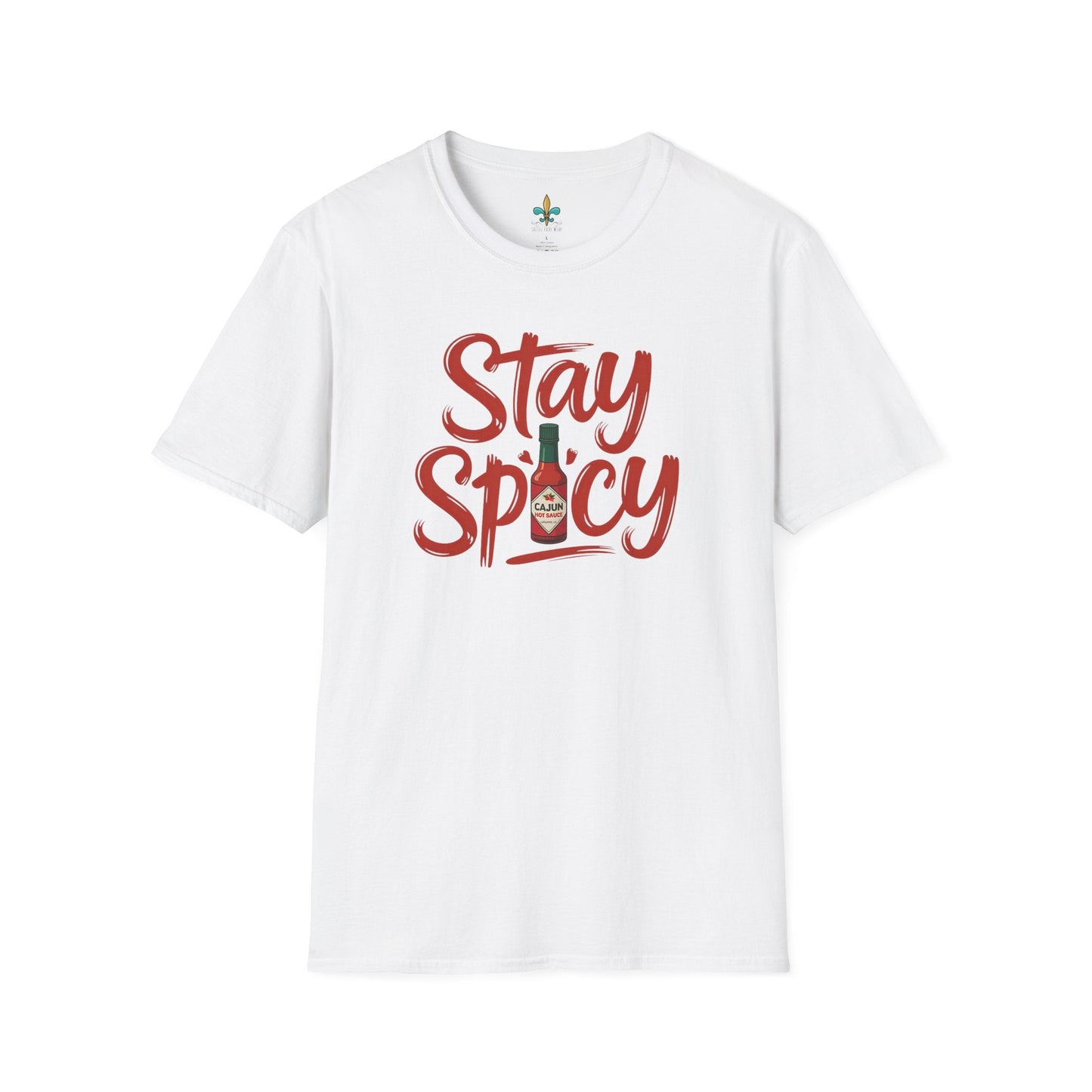 White / S Louisiana "Stay Spicy" – Cajun Hot Sauce T-Shirt by Laissez Faire Wear