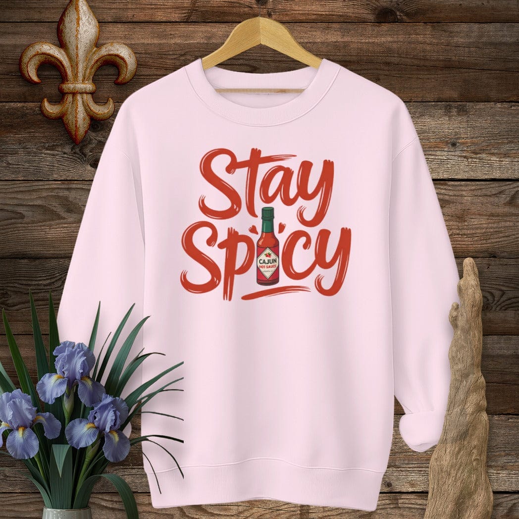 S / Light Pink Louisiana Stay Spicy Sweatshirt by Laissez Faire Wear