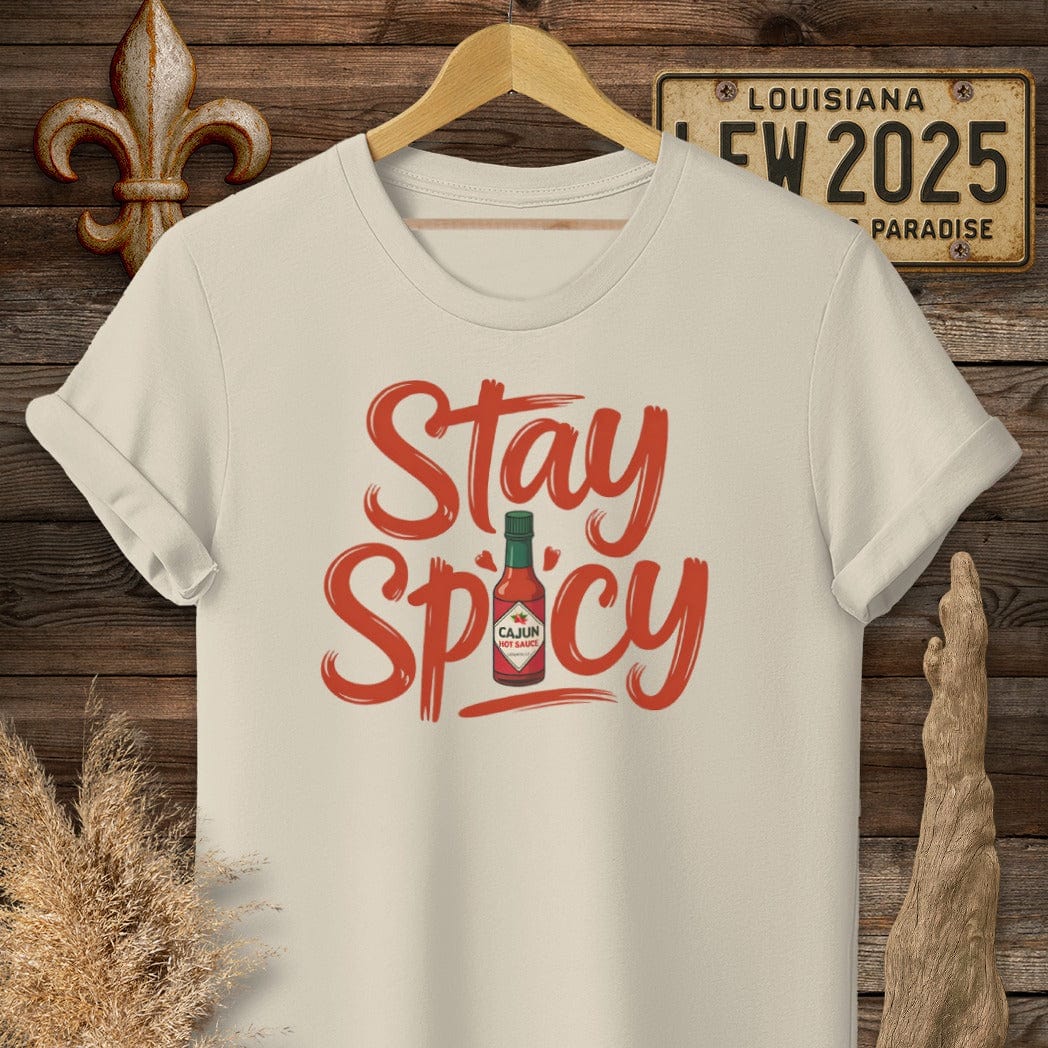 S / Sand Louisiana Stay Spicy T-Shirt by Laissez Faire Wear