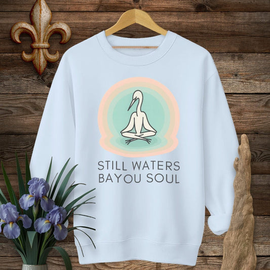 S / Light Blue Louisiana Still Waters Bayou Soul Zen Sweatshirt by Laissez Faire Wear