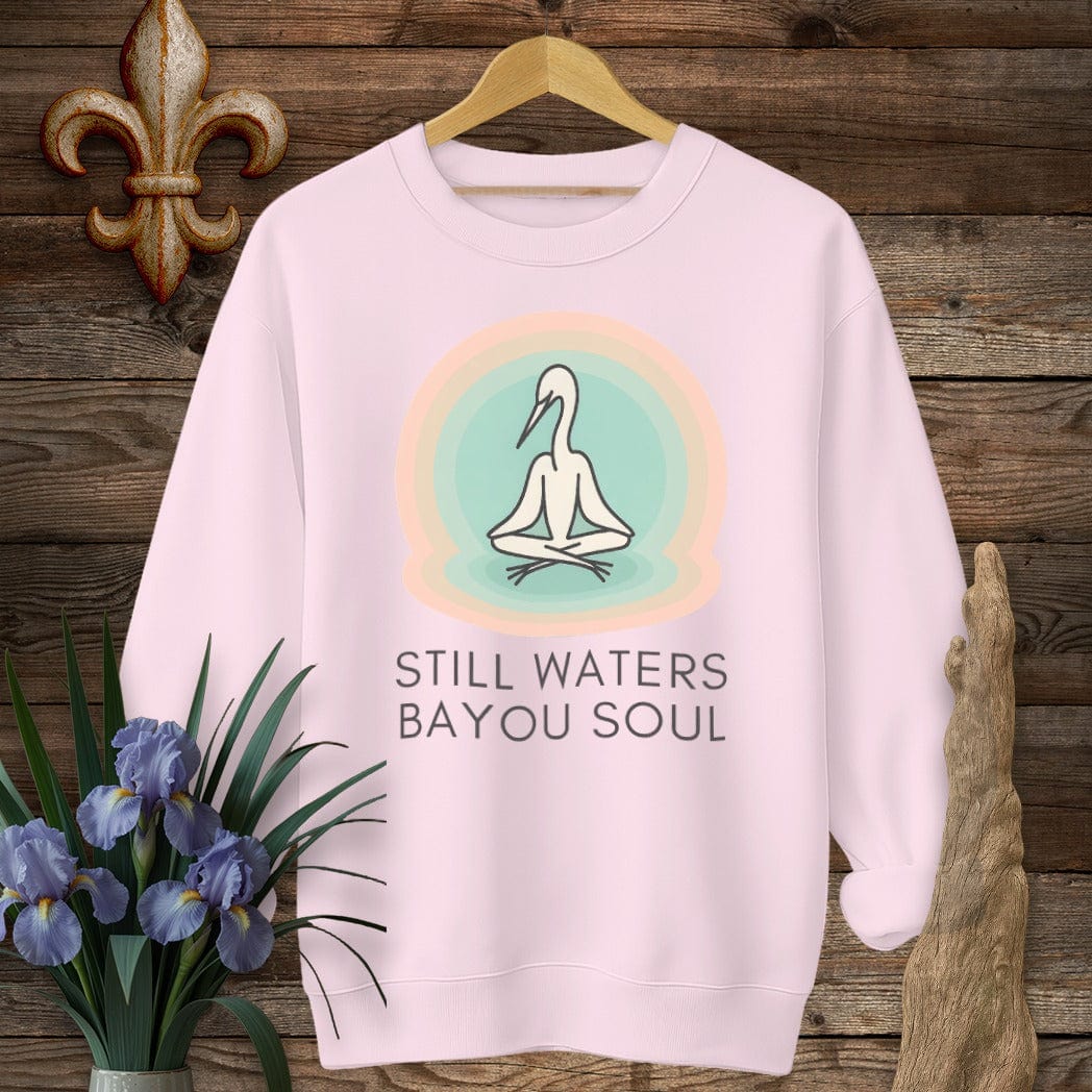 S / Light Pink Louisiana Still Waters Bayou Soul Zen Sweatshirt by Laissez Faire Wear