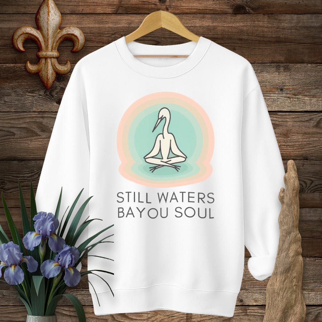 S / White Louisiana Still Waters Bayou Soul Zen Sweatshirt by Laissez Faire Wear