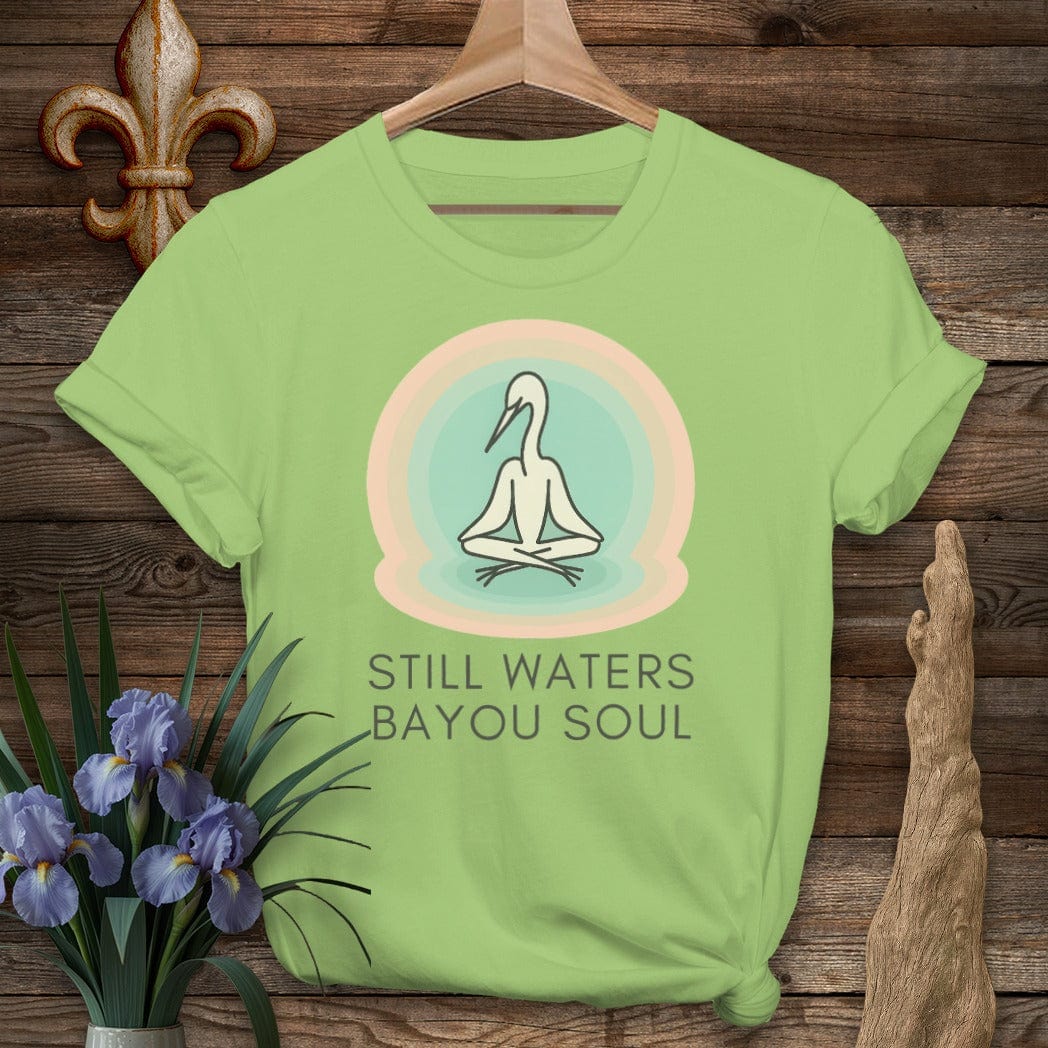 S / Lime Louisiana Still Waters Bayou Soul Zen T-Shirt by Laissez Faire Wear