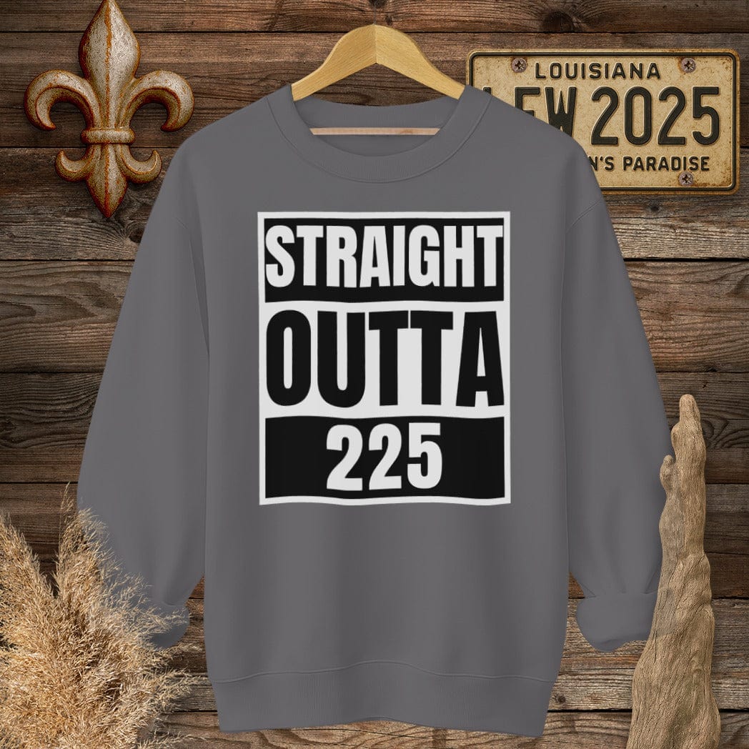 S / Charcoal Louisiana Straight Outta 225 Regional Pride Sweatshirt by Laissez Faire Wear