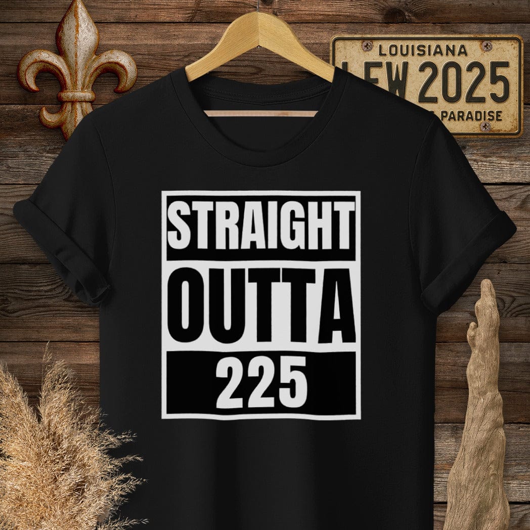 S / Black Louisiana Straight Outta 225 Regional Pride T-Shirt by Laissez Faire Wear