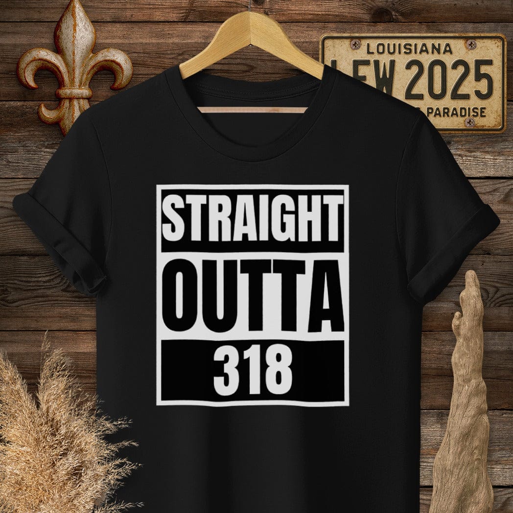 S / Black Louisiana Straight Outta 318 Regional Pride T-Shirt by Laissez Faire Wear
