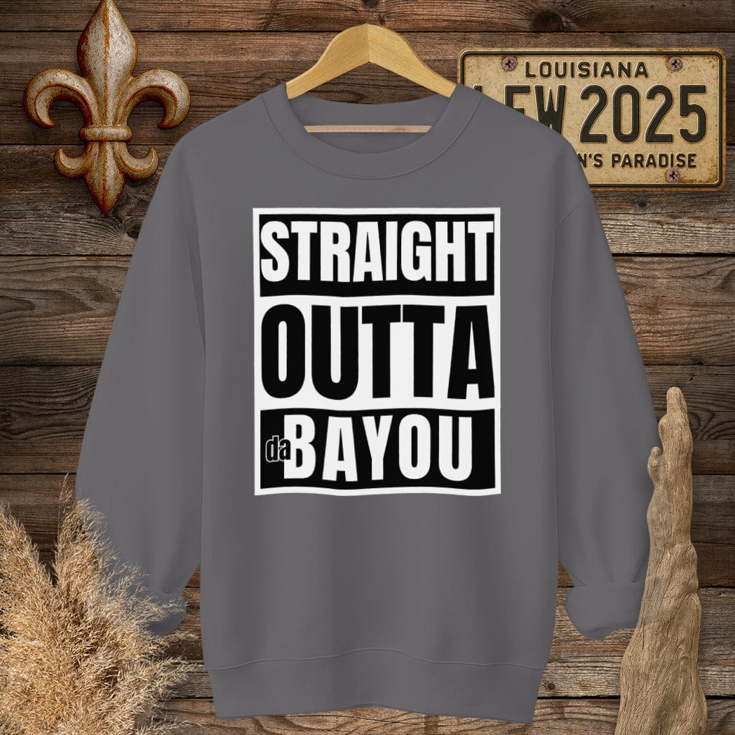 S / Charcoal Louisiana Straight Outta da Bayou Louisiana Pride Sweatshirt by Laissez Faire Wear