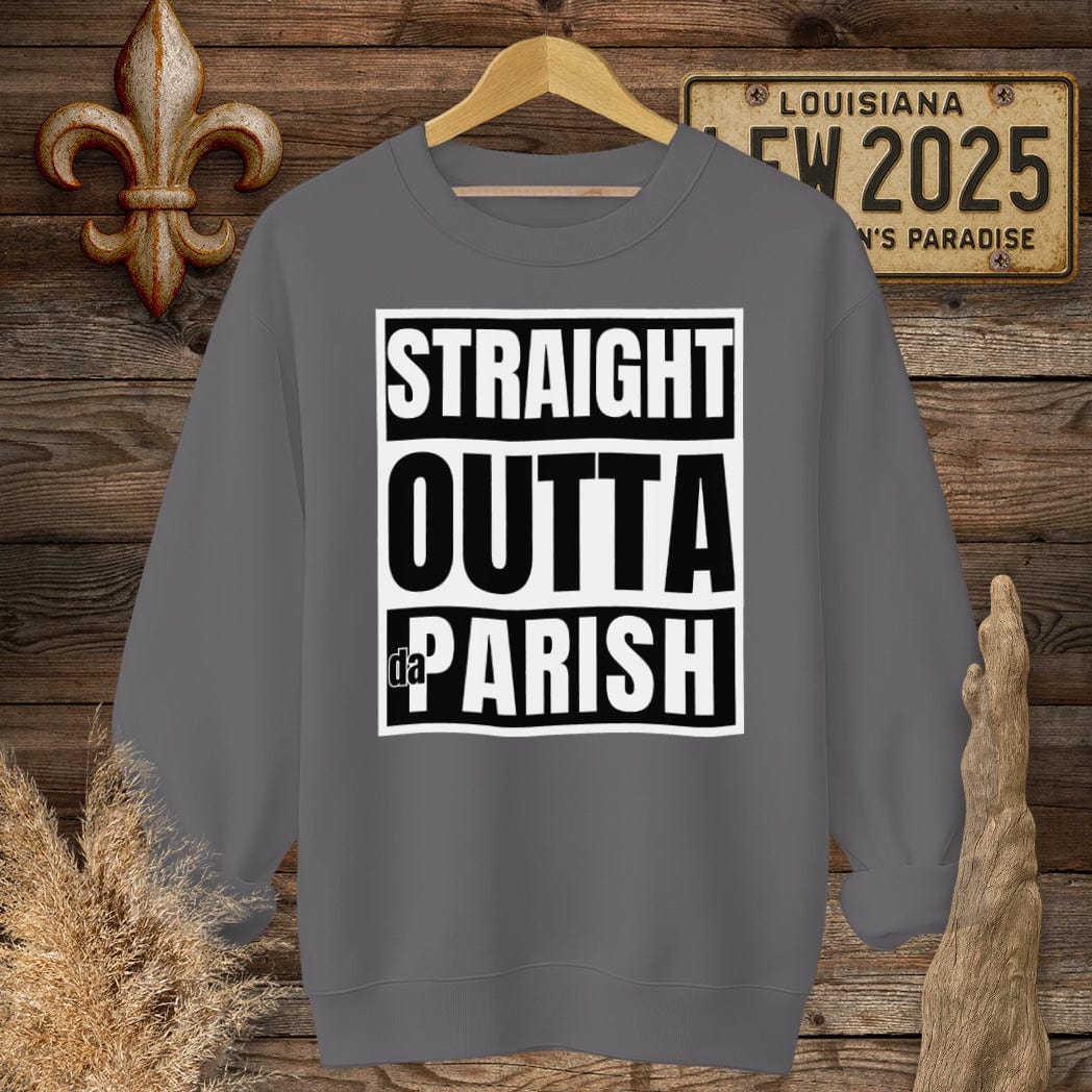 S / Charcoal Louisiana Straight Outta da Parish St. Bernard Pride Sweatshirt by Laissez Faire Wear