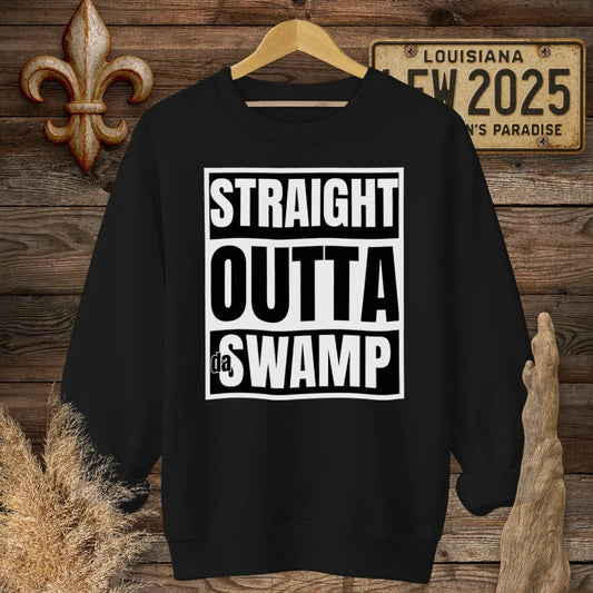 S / Black Louisiana Straight Outta da Swamp Louisiana Pride Sweatshirt by Laissez Faire Wear