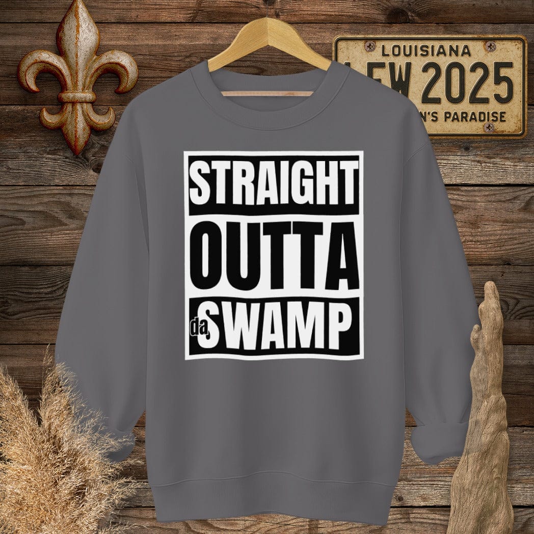S / Charcoal Louisiana Straight Outta da Swamp Louisiana Pride Sweatshirt by Laissez Faire Wear