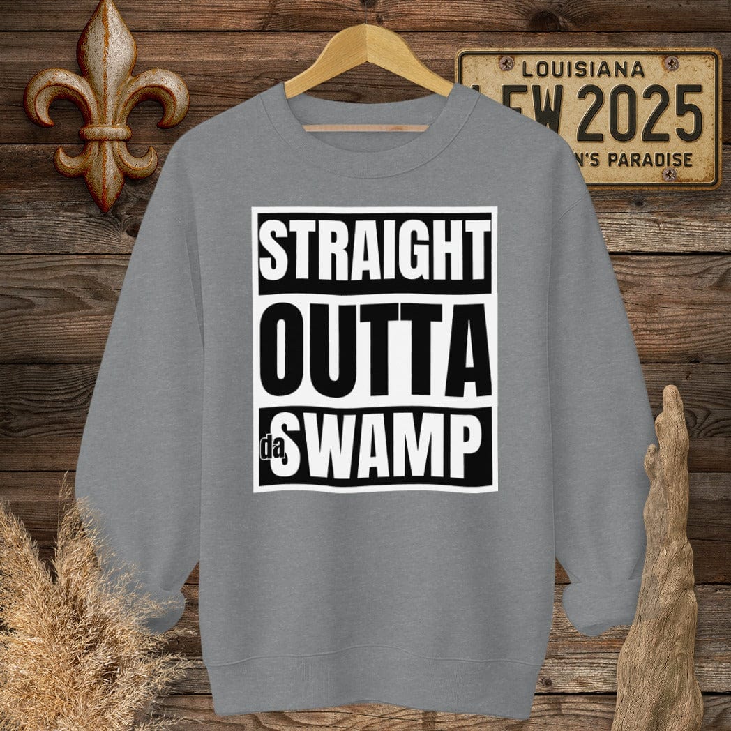 S / Graphite Heather Louisiana Straight Outta da Swamp Louisiana Pride Sweatshirt by Laissez Faire Wear