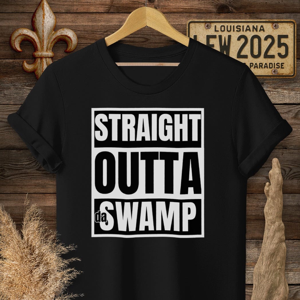 S / Black Louisiana Straight Outta da Swamp Louisiana Pride T-Shirt by Laissez Faire Wear