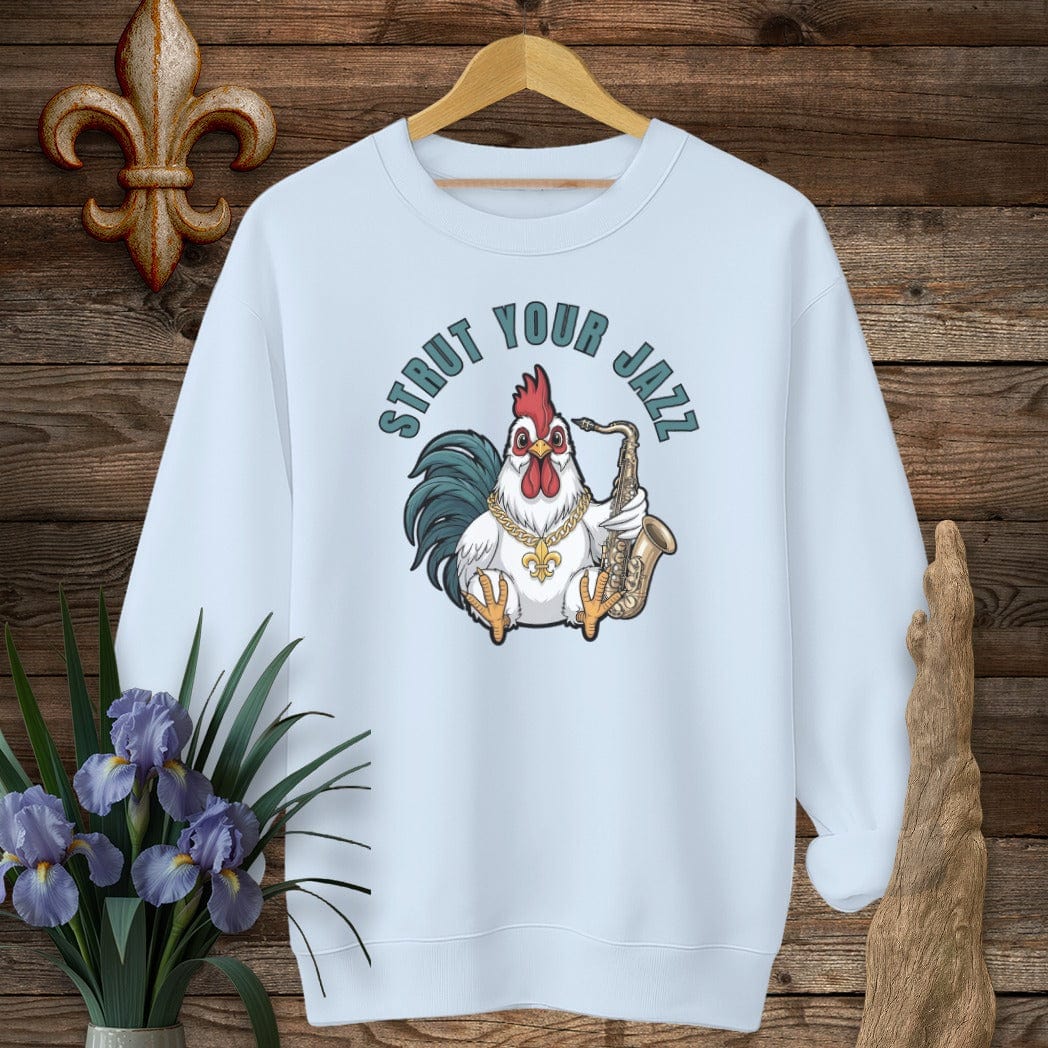 S / Light Blue Louisiana Strut Your Jazz Farm Sweatshirt by Laissez Faire Wear