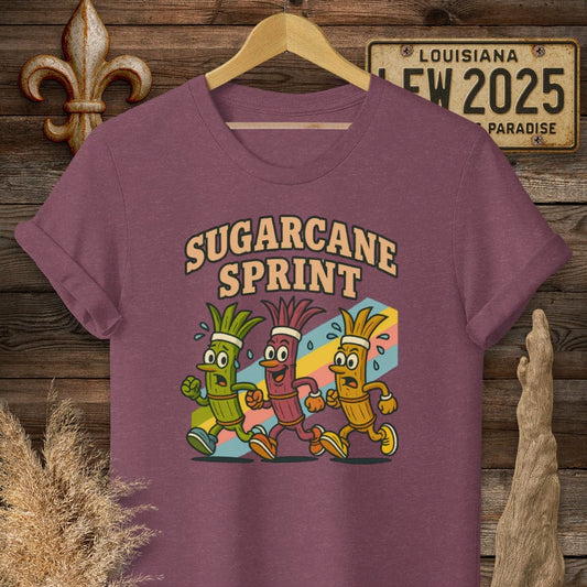 S / Heather Maroon Louisiana Sugarcane Sprint T-Shirt by Laissez Faire Wear