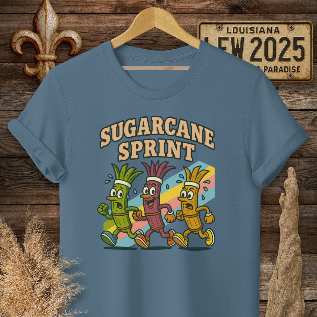 S / Indigo Blue Louisiana Sugarcane Sprint T-Shirt by Laissez Faire Wear
