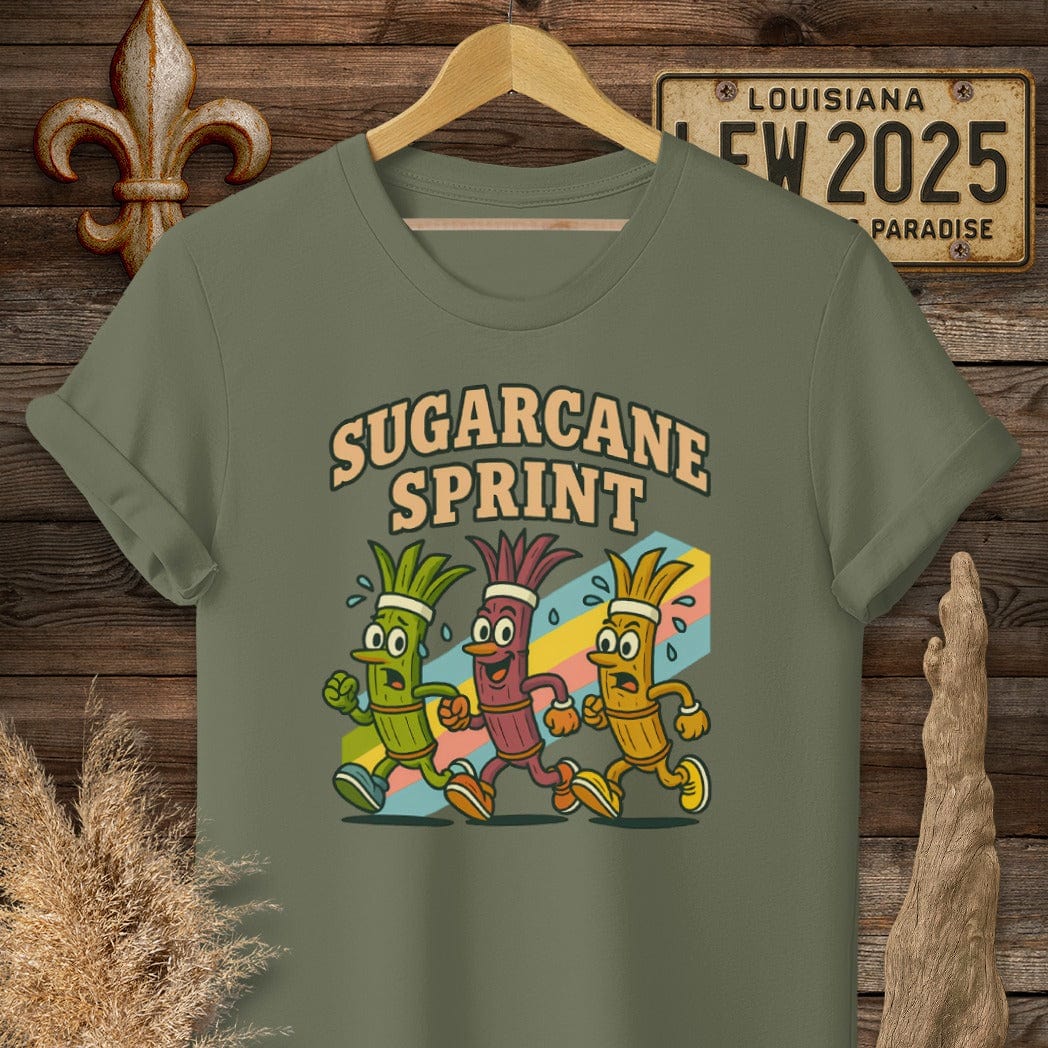 S / Military Green Louisiana Sugarcane Sprint T-Shirt by Laissez Faire Wear
