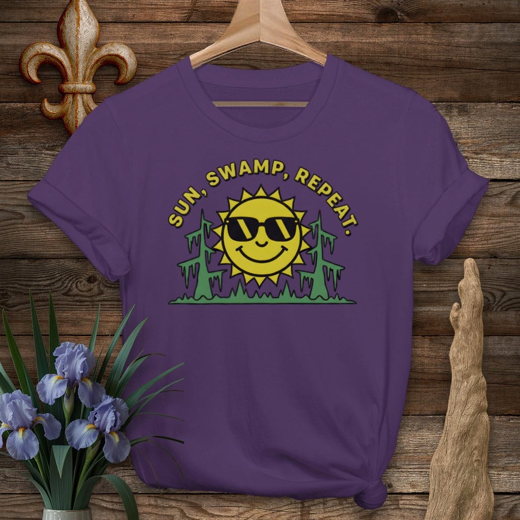 S / Purple Louisiana Sun. Swamp. Repeat. T-Shirt by Laissez Faire Wear