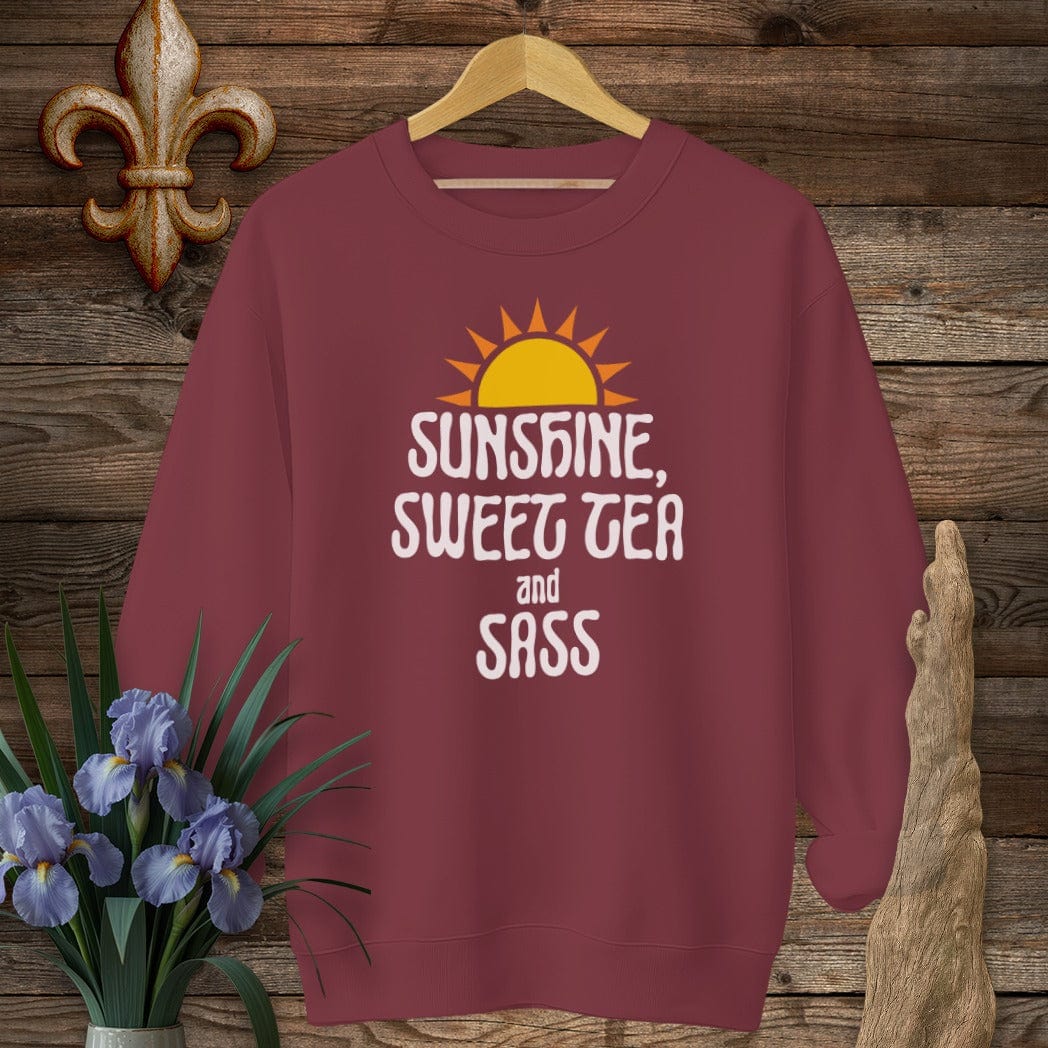 S / Garnet Louisiana Sunshine, Sweet Tea and Sass Sweatshirt by Laissez Faire Wear