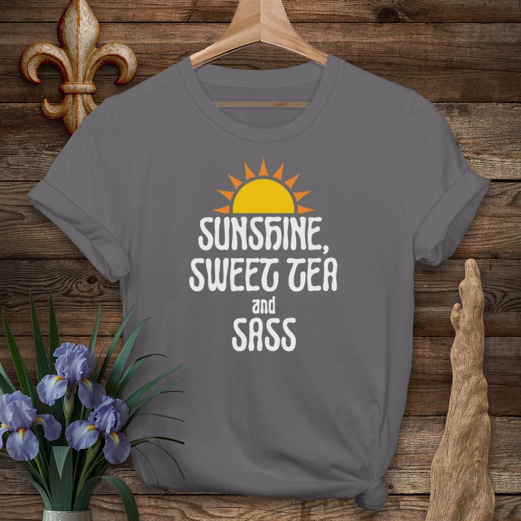 S / Charcoal Louisiana Sunshine, Sweet Tea and Sass T-Shirt by Laissez Faire Wear