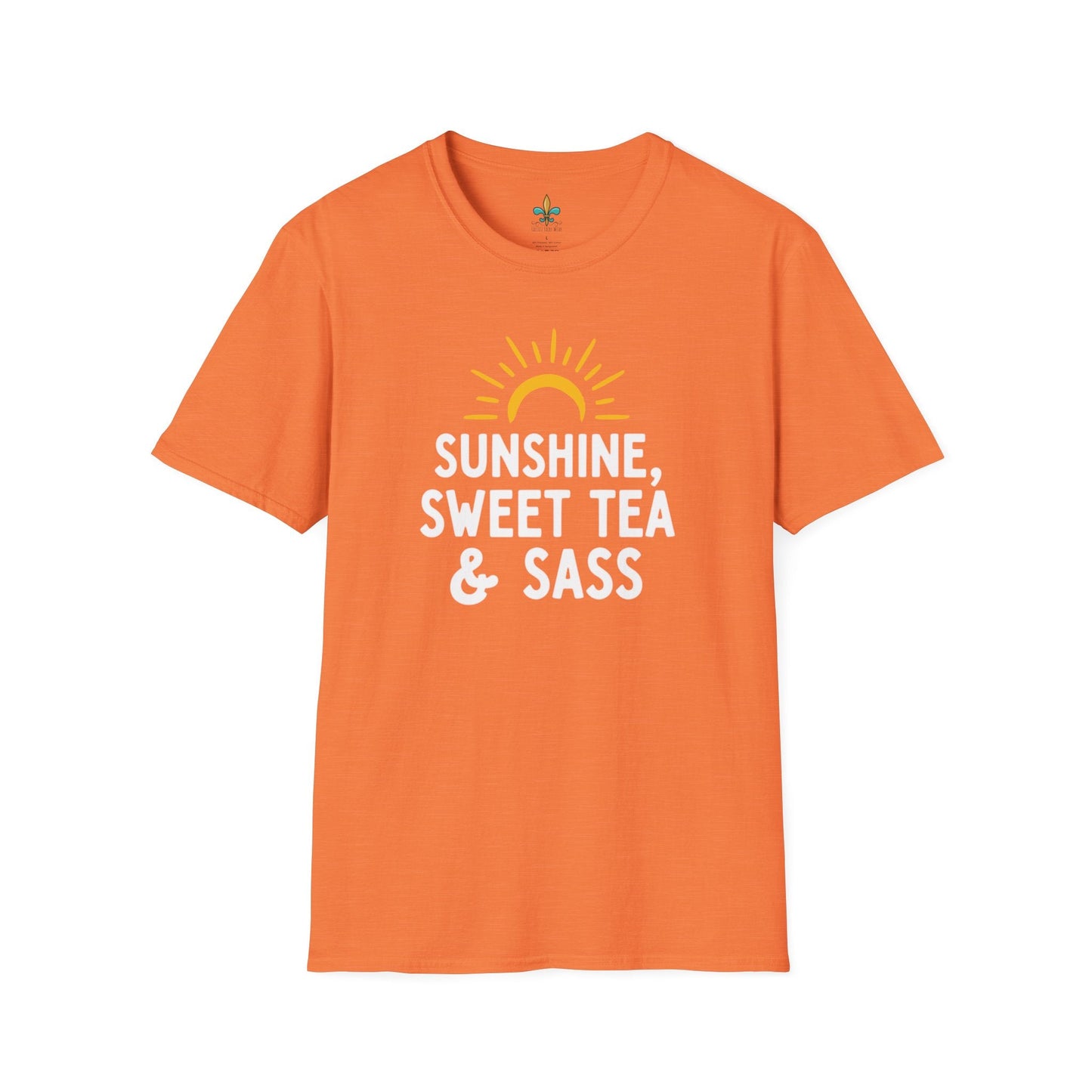 Heather Orange / S Louisiana "Sunshine, Sweet Tea & Sass" – Southern Charm Louisiana T-Shirt by Laissez Faire Wear