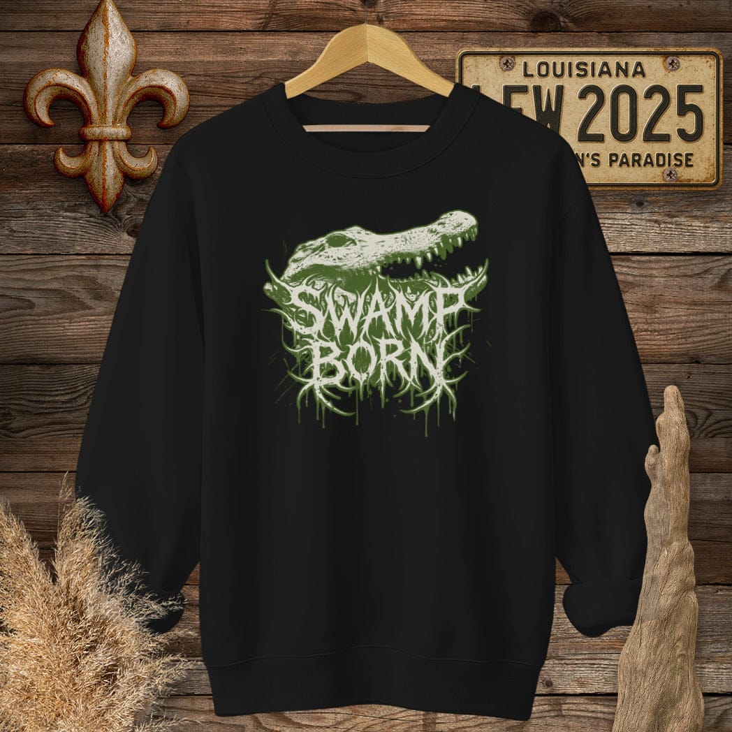 S / Black Louisiana Swamp Born Street Wear Sweatshirt by Laissez Faire Wear