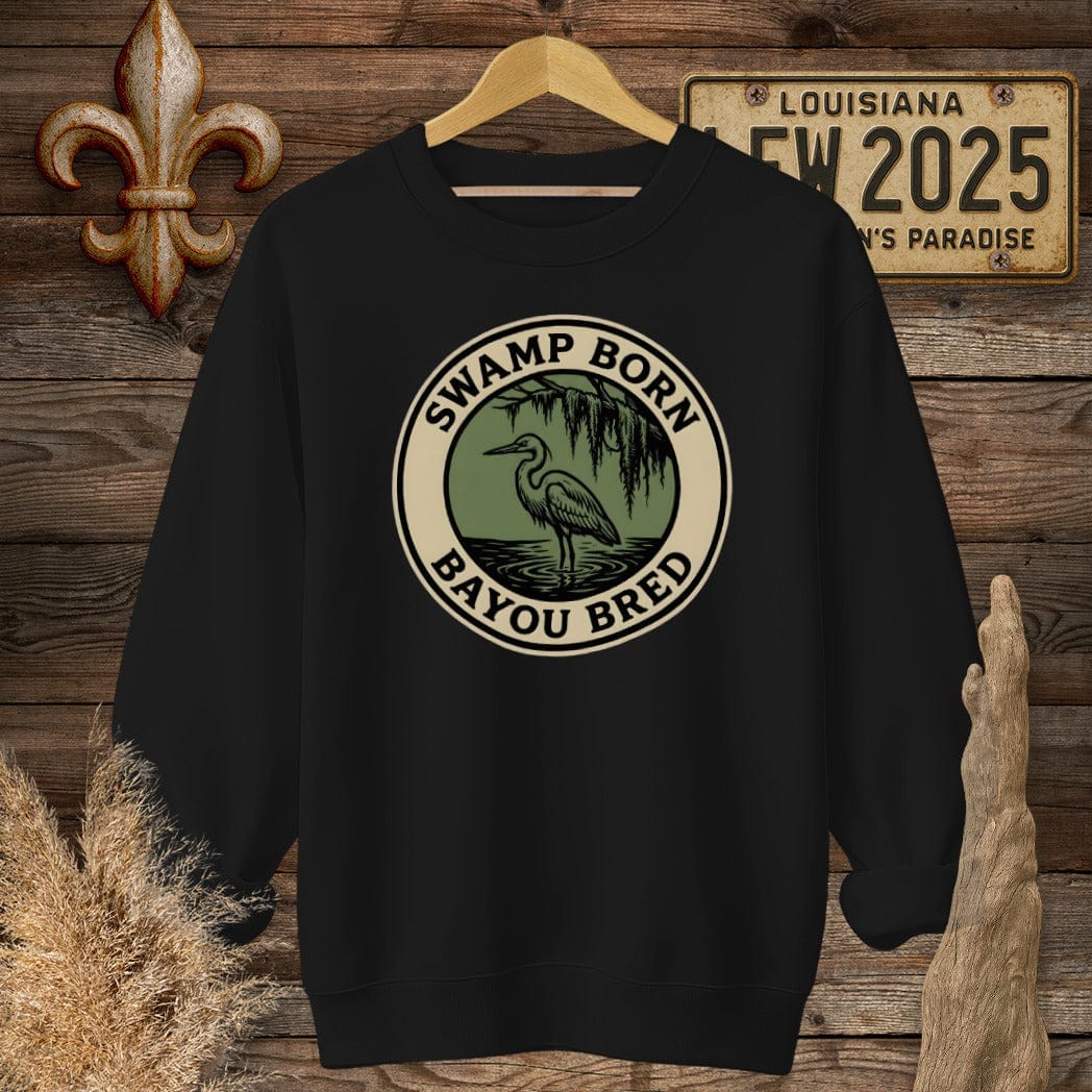 S / Black Louisiana Swamp Born Sweatshirt by Laissez Faire Wear