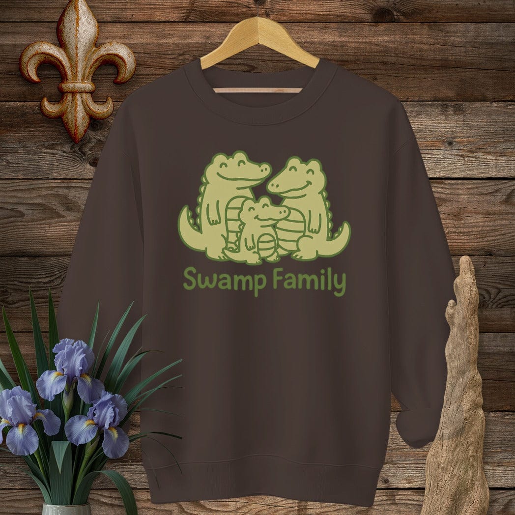 S / Dark Chocolate Louisiana Swamp Family Sweatshirt by Laissez Faire Wear