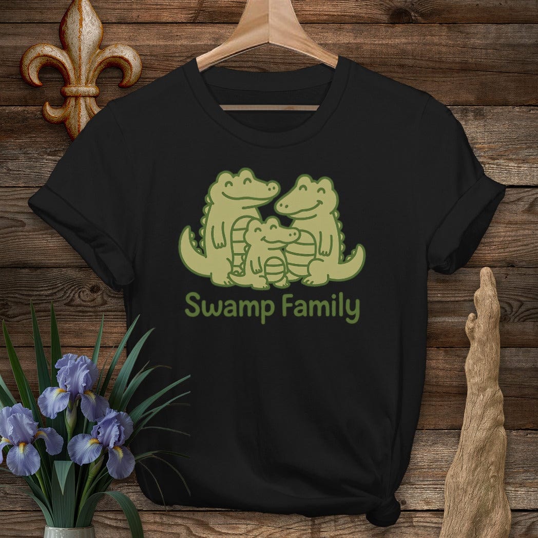 S / Black Louisiana Swamp Family T-Shirt by Laissez Faire Wear