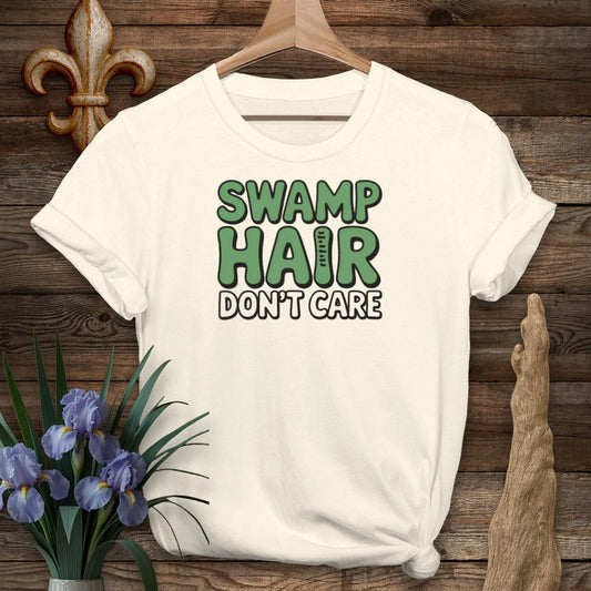 S / Natural Louisiana Swamp Hair Don't Care T-Shirt by Laissez Faire Wear
