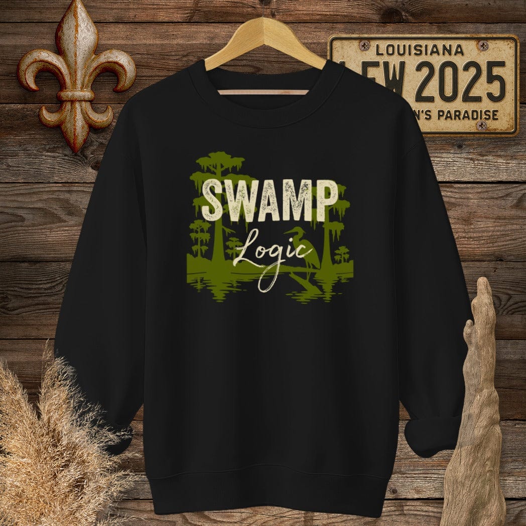 S / Black Louisiana Swamp Logic Sweatshirt by Laissez Faire Wear