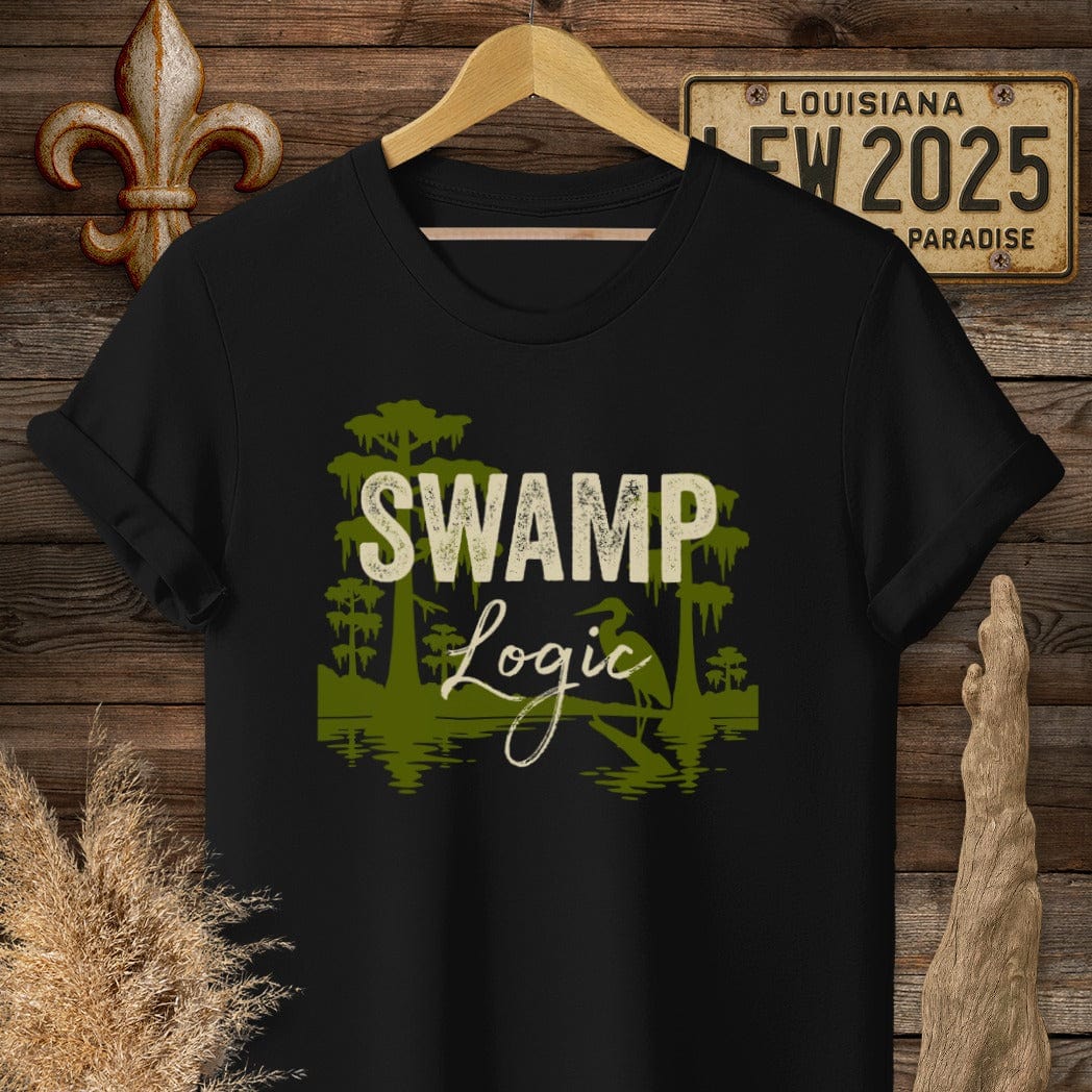 S / Black Louisiana Swamp Logic T-Shirt by Laissez Faire Wear