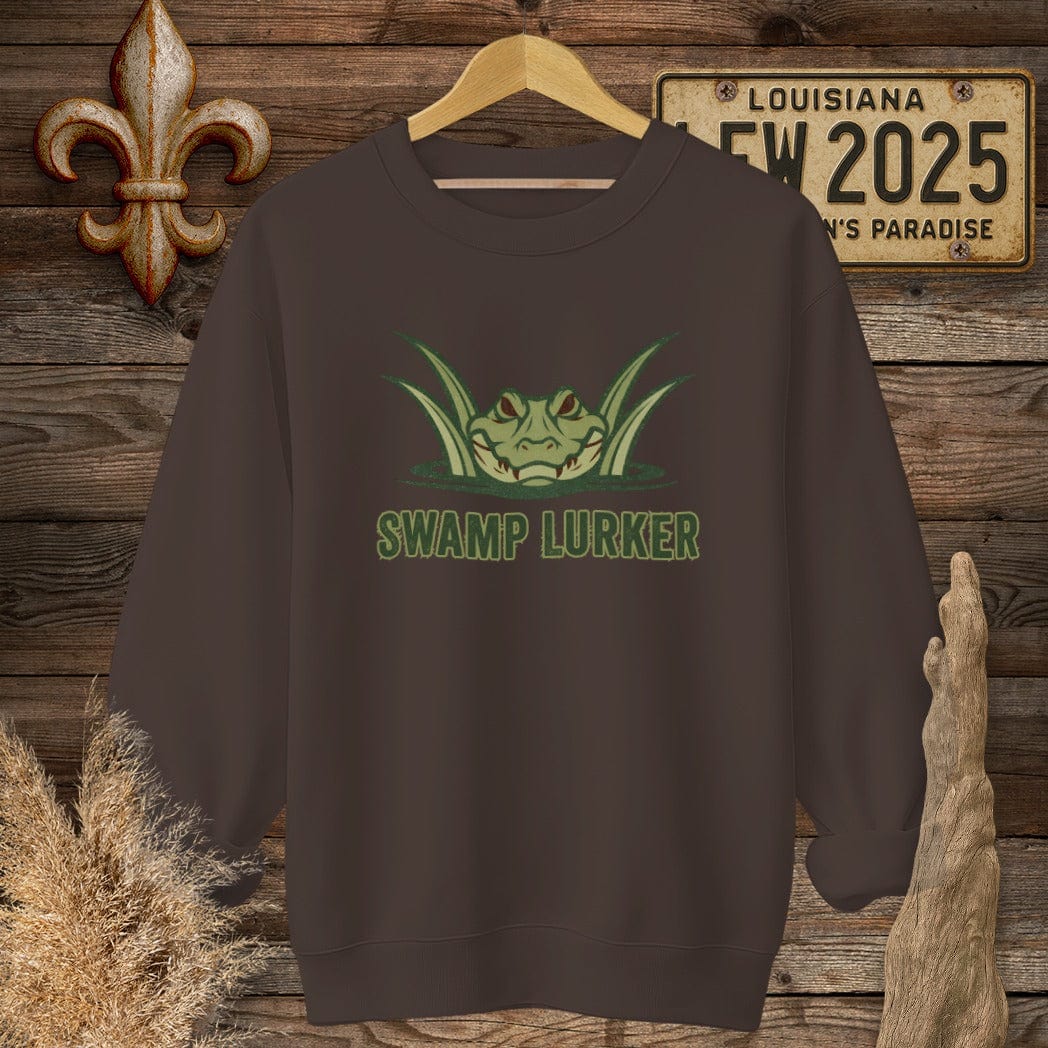 S / Dark Chocolate Louisiana Swamp Lurker Sweatshirt by Laissez Faire Wear