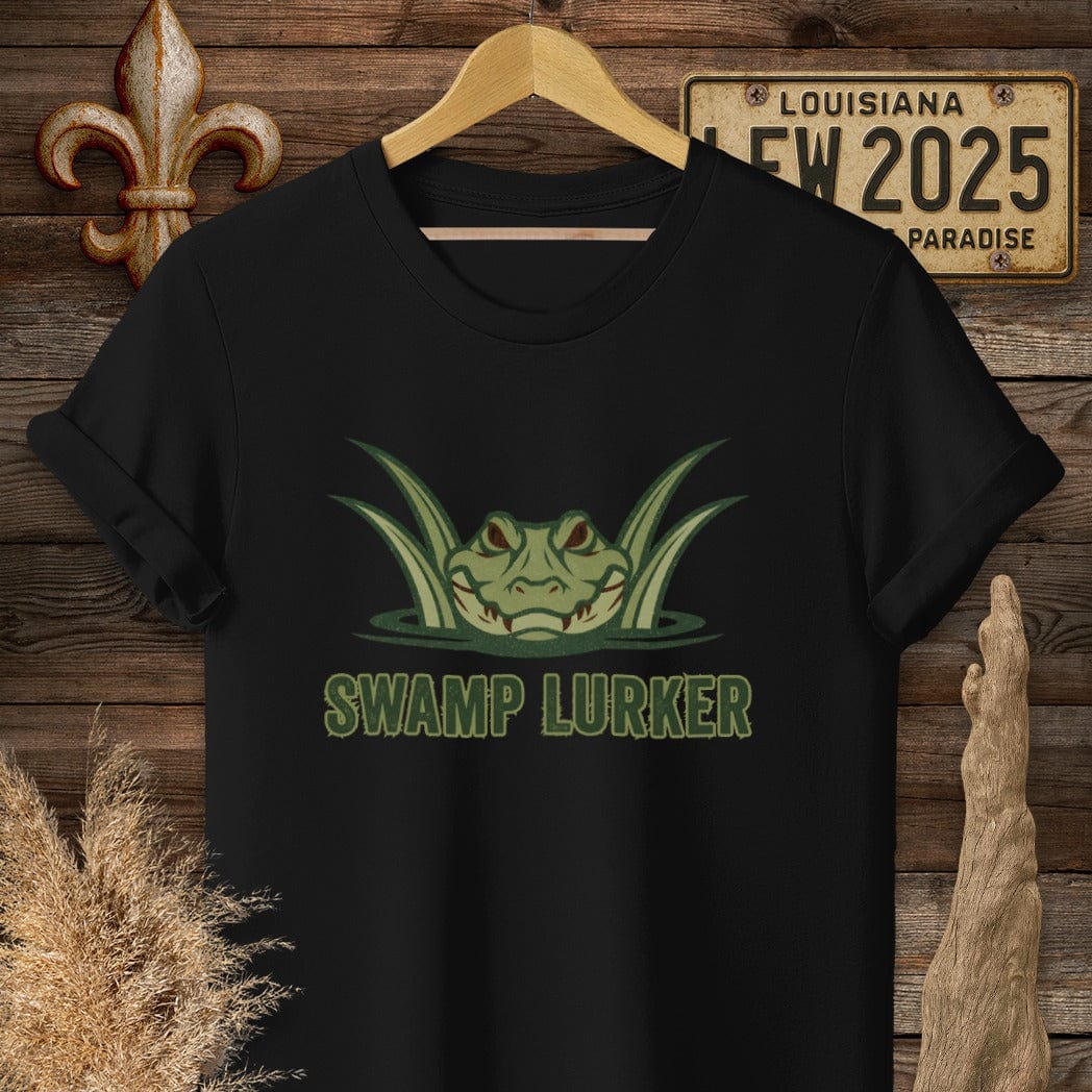 S / Black Louisiana Swamp Lurker T-Shirt by Laissez Faire Wear