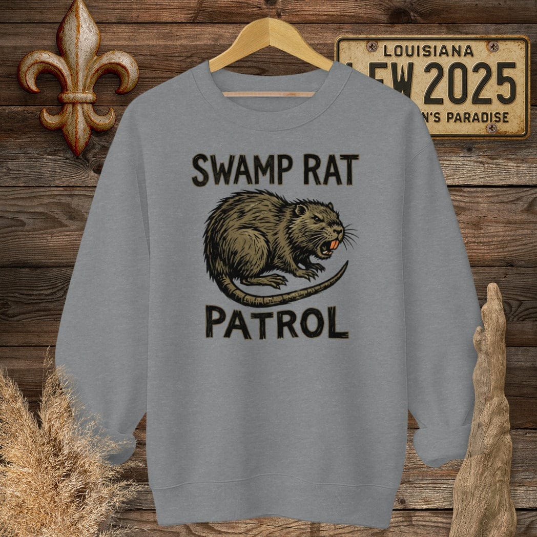 S / Graphite Heather Louisiana Swamp Rat Patrol Sweatshirt by Laissez Faire Wear
