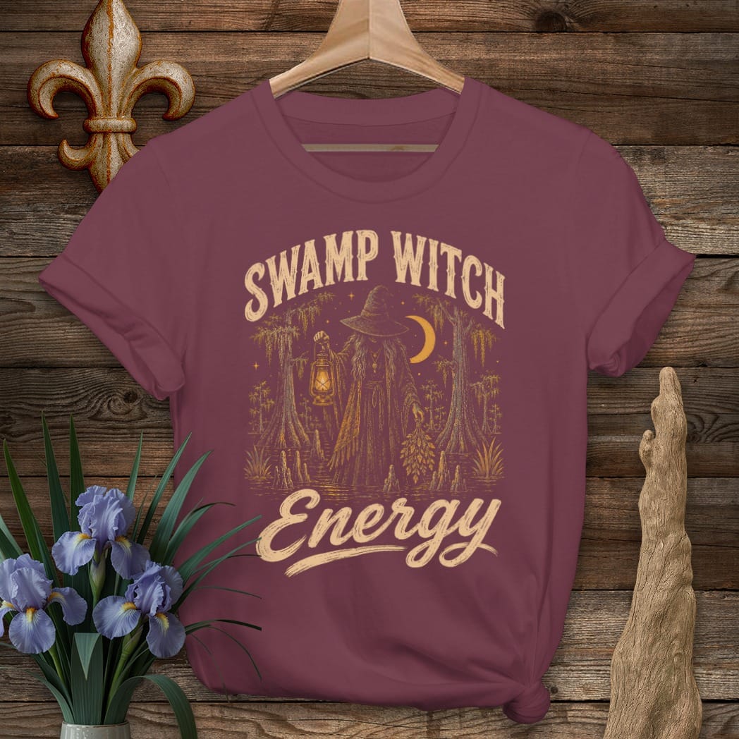 S / Maroon Louisiana Swamp Witch T-Shirt by Laissez Faire Wear