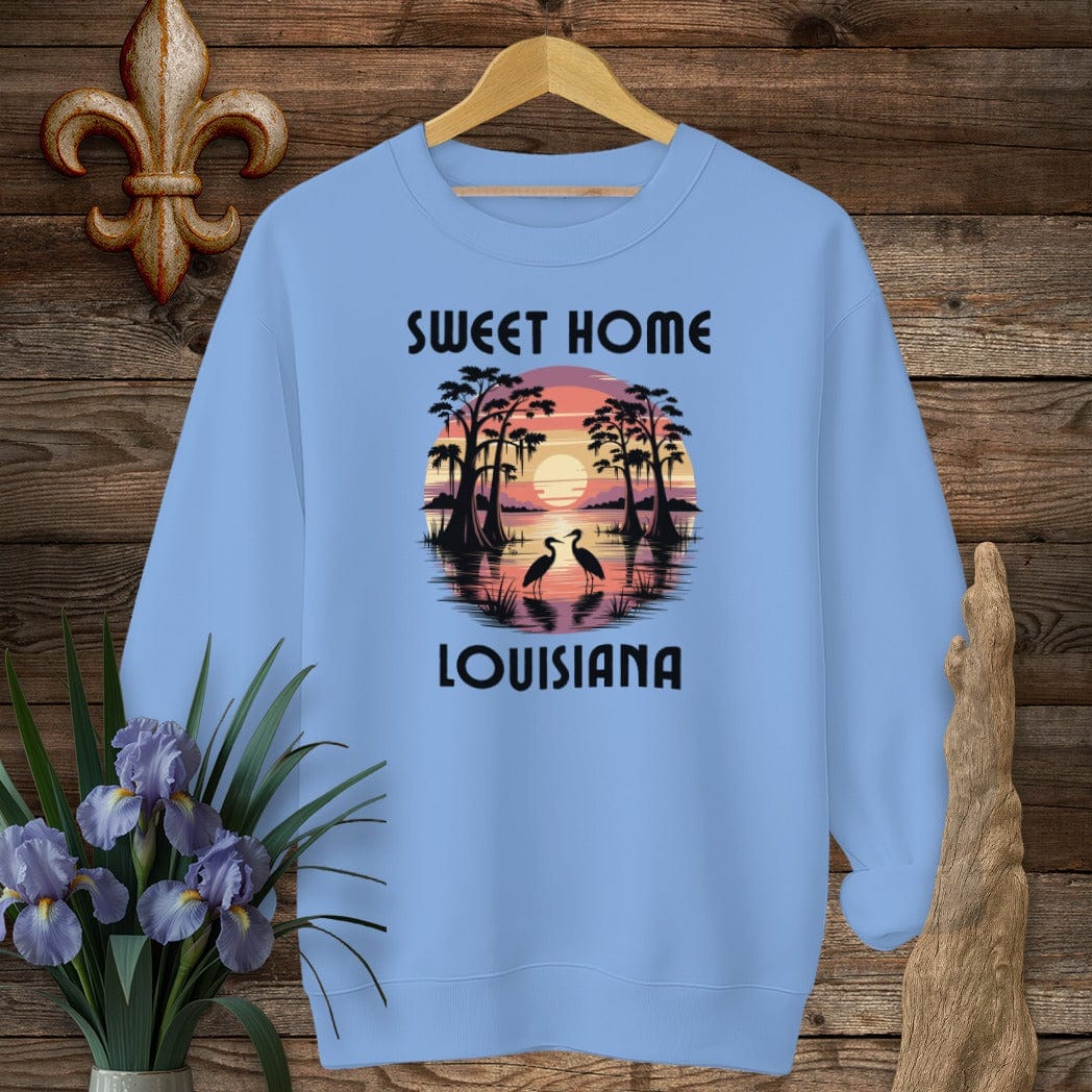 S / Carolina Blue Louisiana Sweet Home Louisiana Sweatshirt by Laissez Faire Wear