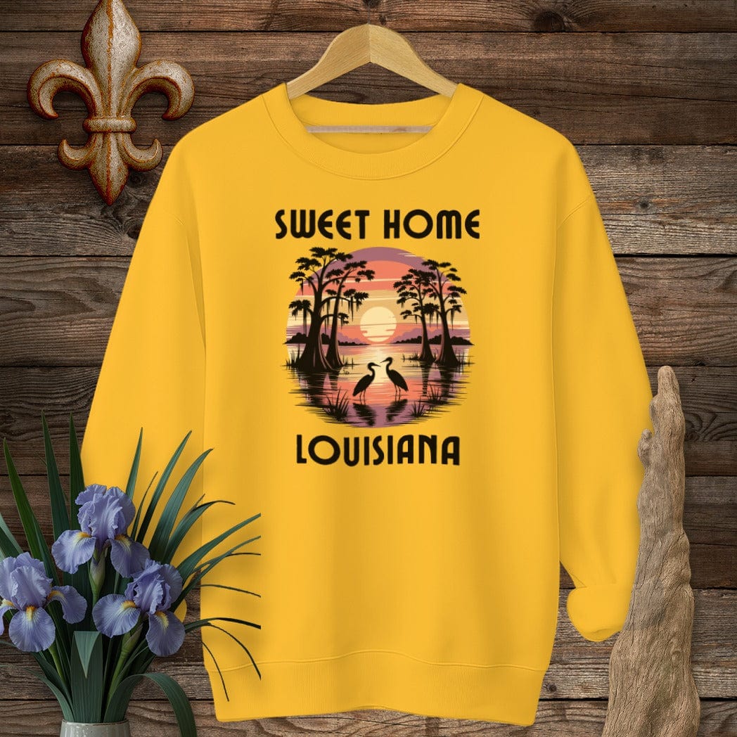 S / Gold Louisiana Sweet Home Louisiana Sweatshirt by Laissez Faire Wear