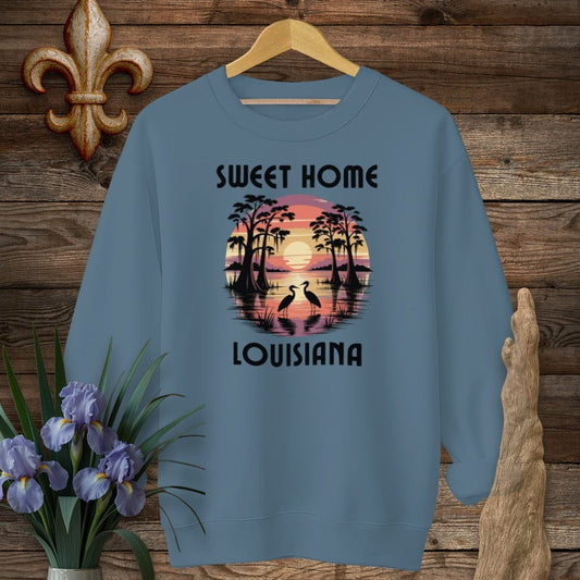 S / Indigo Blue Louisiana Sweet Home Louisiana Sweatshirt by Laissez Faire Wear