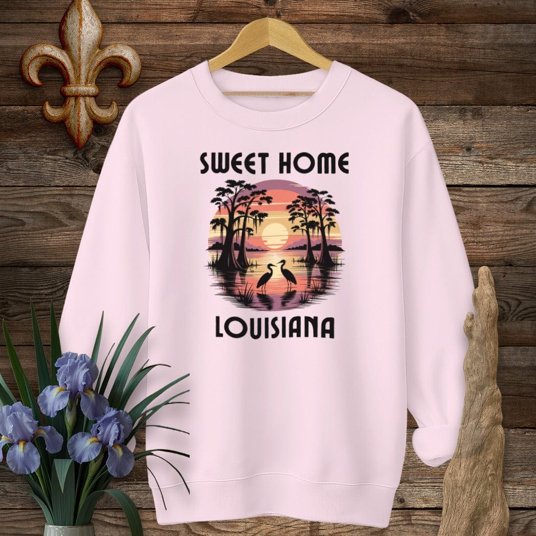 S / Light Pink Louisiana Sweet Home Louisiana Sweatshirt by Laissez Faire Wear