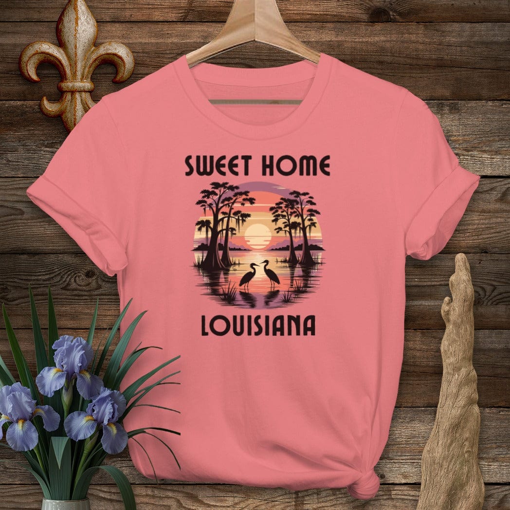 S / Coral Silk Louisiana Sweet Home Louisiana T-Shirt by Laissez Faire Wear
