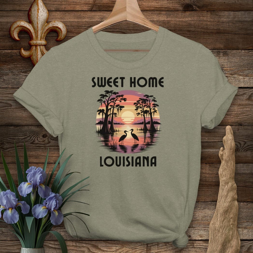 S / Heather Military Green Louisiana Sweet Home Louisiana T-Shirt by Laissez Faire Wear