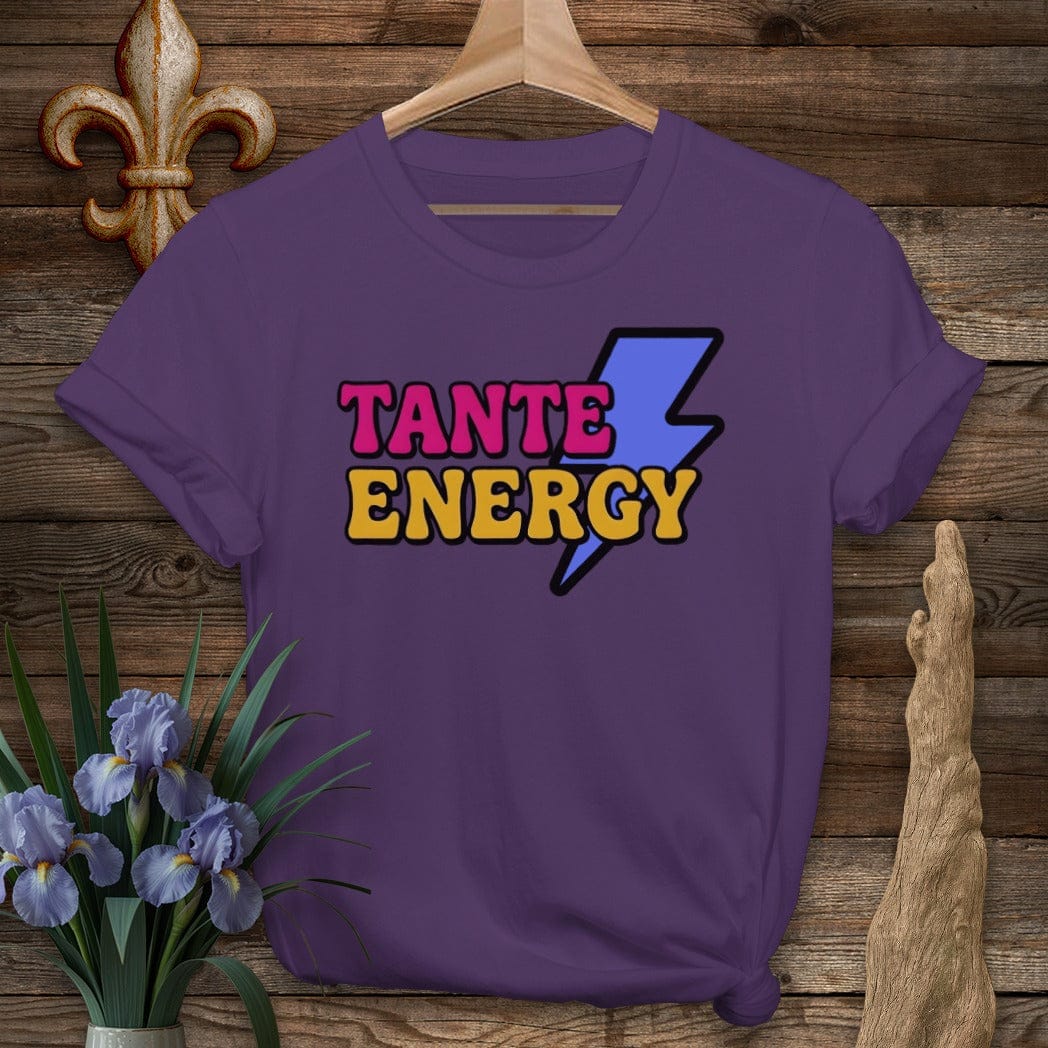 S / Purple Louisiana Tante Energy T-Shirt by Laissez Faire Wear