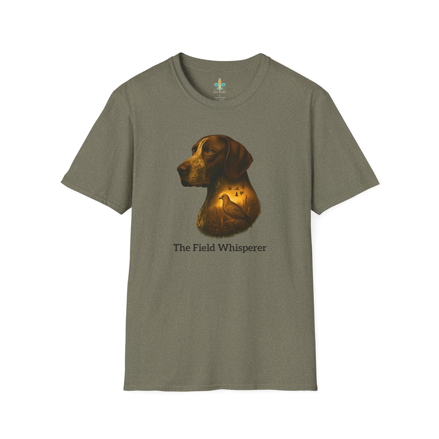 Heather Military Green / S Louisiana "The Field Whisperer" – German Shorthaired Pointer Louisiana Hunting Dog T-Shirt by Laissez Faire Wear