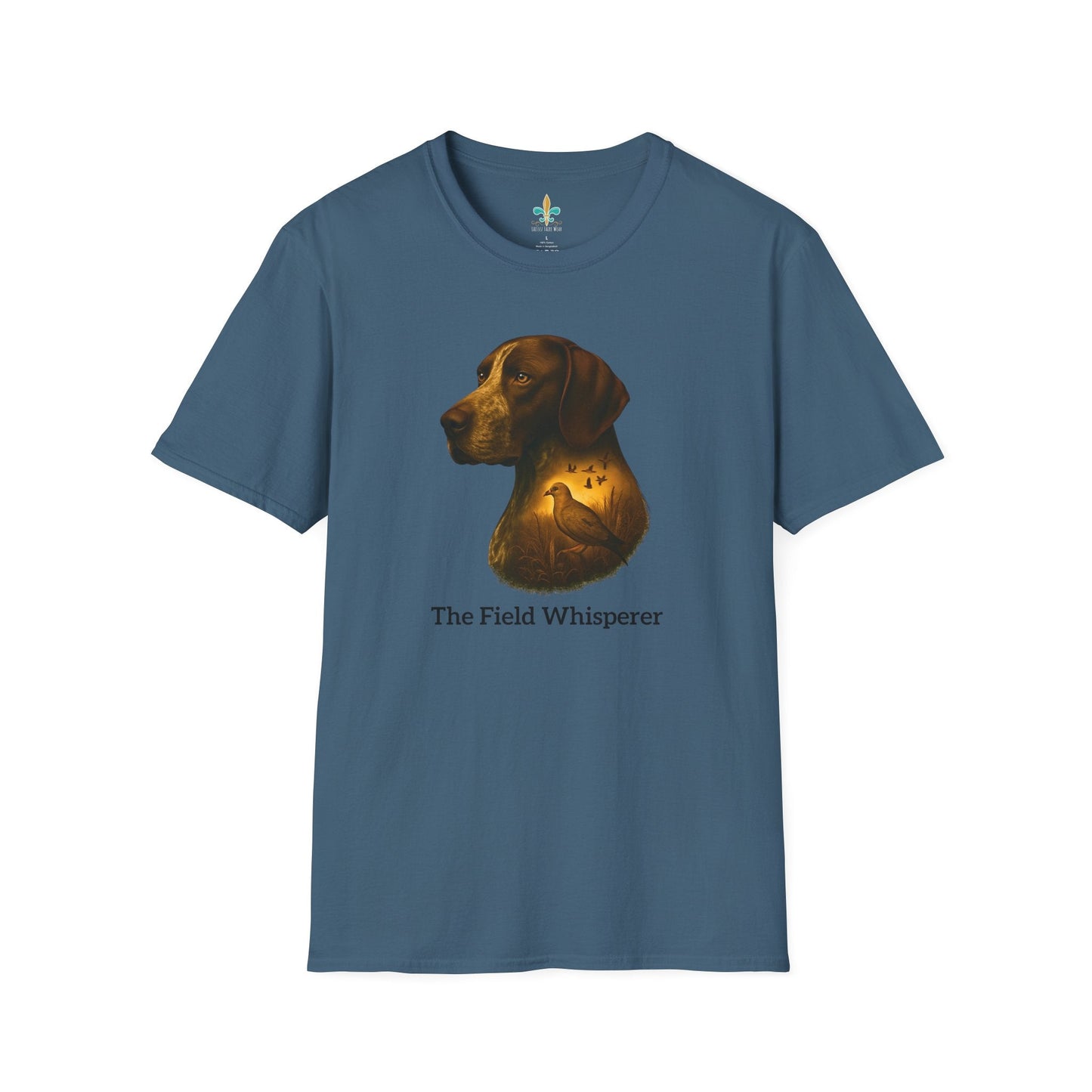 Indigo Blue / S Louisiana "The Field Whisperer" – German Shorthaired Pointer Louisiana Hunting Dog T-Shirt by Laissez Faire Wear
