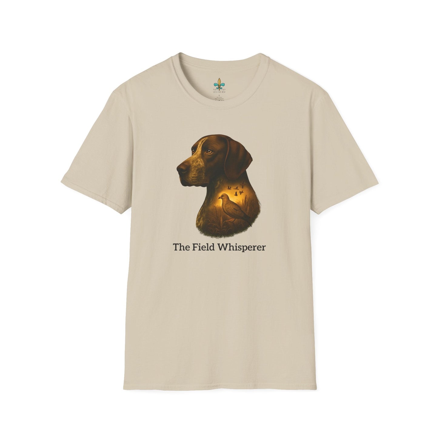 Sand / S Louisiana "The Field Whisperer" – German Shorthaired Pointer Louisiana Hunting Dog T-Shirt by Laissez Faire Wear