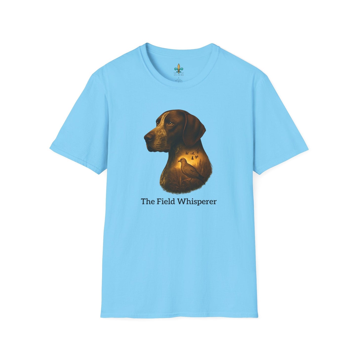 Sky / S Louisiana "The Field Whisperer" – German Shorthaired Pointer Louisiana Hunting Dog T-Shirt by Laissez Faire Wear