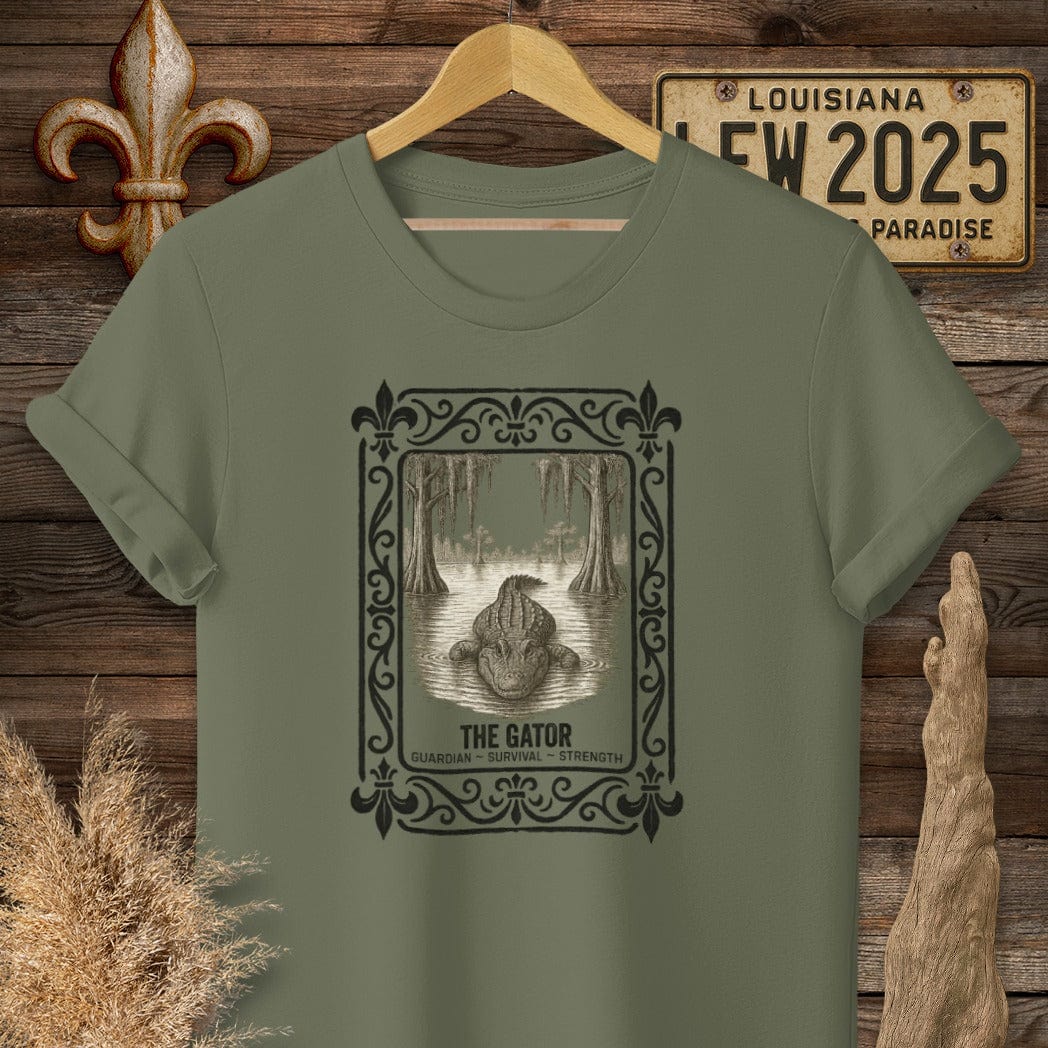 S / Military Green Louisiana The Gator T-Shirt by Laissez Faire Wear