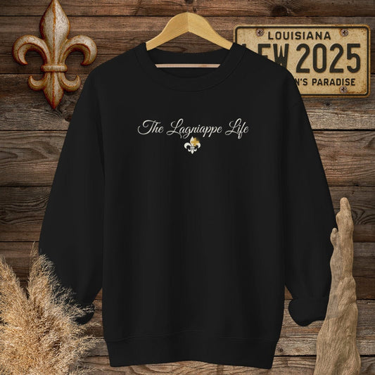 S / Black Louisiana The Lagniappe Life Sweatshirt by Laissez Faire Wear