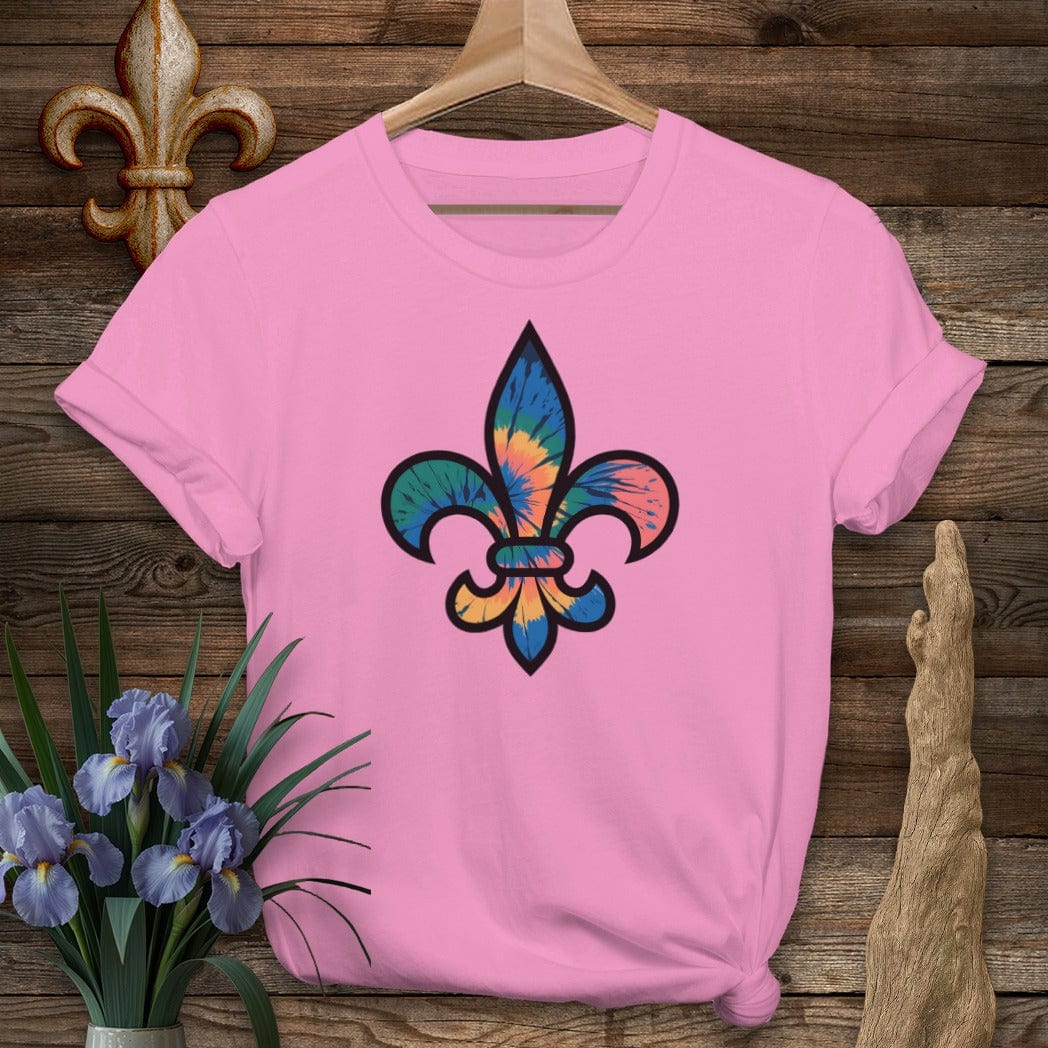S / Azalea Louisiana Tie-Dye Fleur de Lis T-Shirt by Laissez Faire Wear